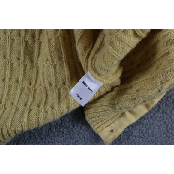 Appleseed's Cardigan Sweater L Yellow Marled Wool Cable Knit Vintage Cottagecore - Picture 5 of 7